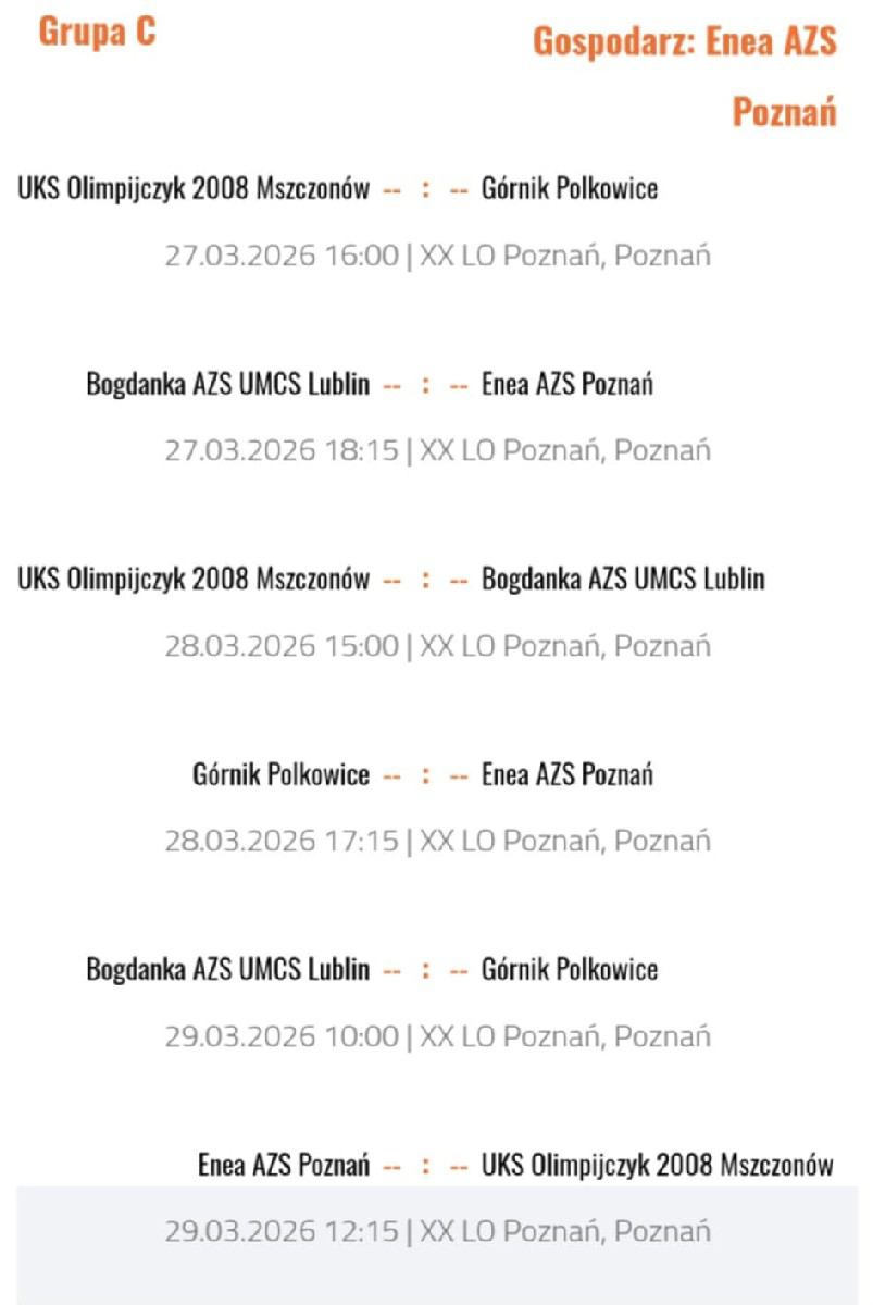 Ćwierćfinały Mistrzostw Polski terminarz