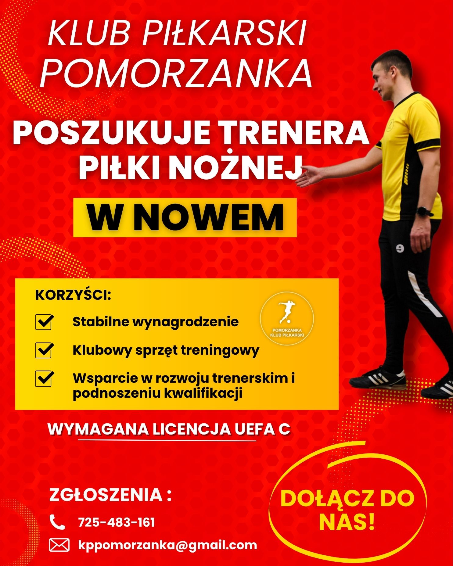 Szukamy trenera piłki nożnej – Pomorzanka Nowe!