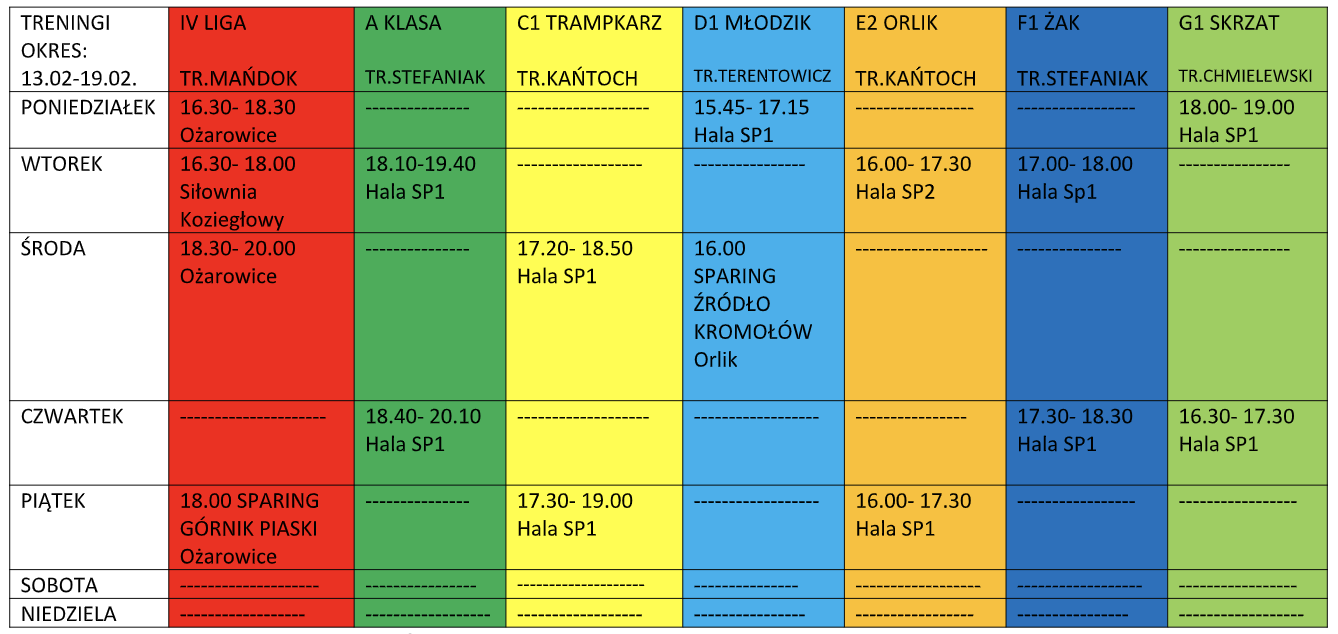 Harmonogram zajęć - 13.02.2023 - 19.02.2023