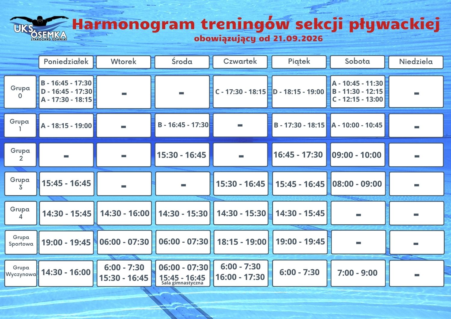Harmonogram obowiązujący od 21.09.2026