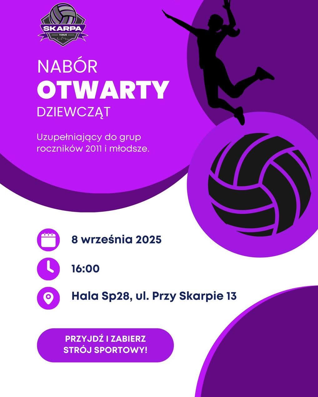 Nabór otwarty dziewcząt do sekcji siatkówki SKARPA Toruń