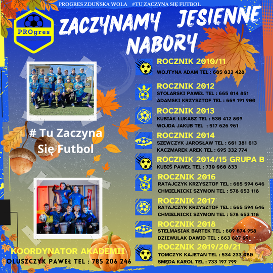 JESIENNE NABORY W AKADEMII PIŁKARSKIEJ PROGRES ZDUŃSKA WOLA!