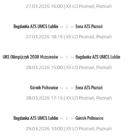 Ćwierćfinały Mistrzostw Polski terminarz