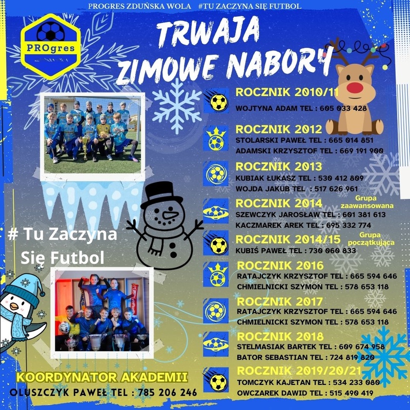 ZIMOWE NABORY W AKADEMII PIŁKARSKIEJ PROGRES ZDUŃSKA WOLA!