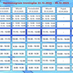 Harmonogram na okres 22.12.2025 - 05.01.2026