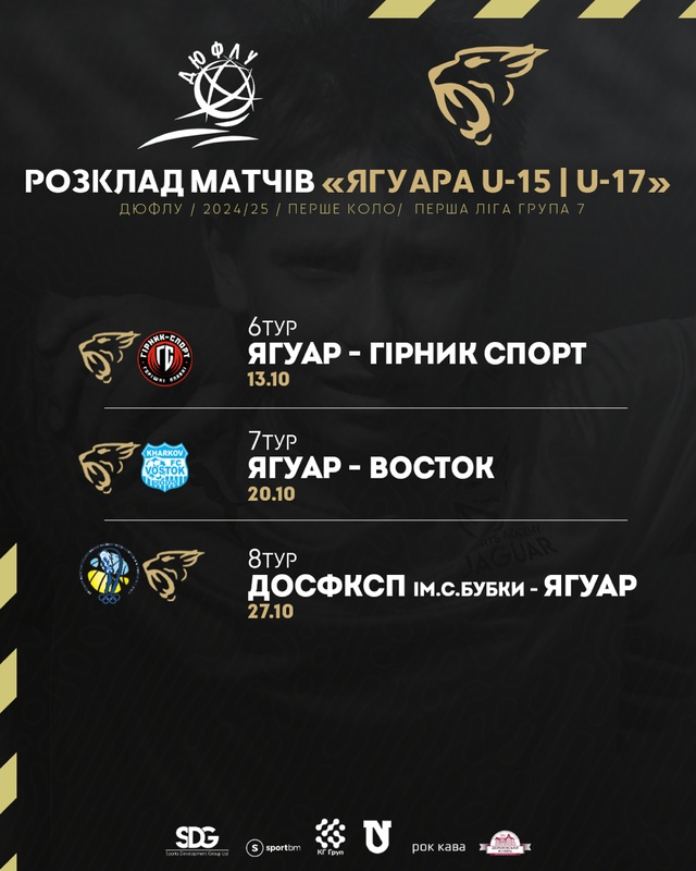 Останні 3 туру ДЮФЛУ Ягуарів у першому колі ⚽️