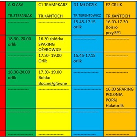 Harmonogram zajęć - 13.03.2023 - 19.03.2023