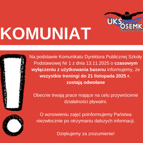 ODWOŁANE TRENINGI 13.11.2025 - 21.11.2025