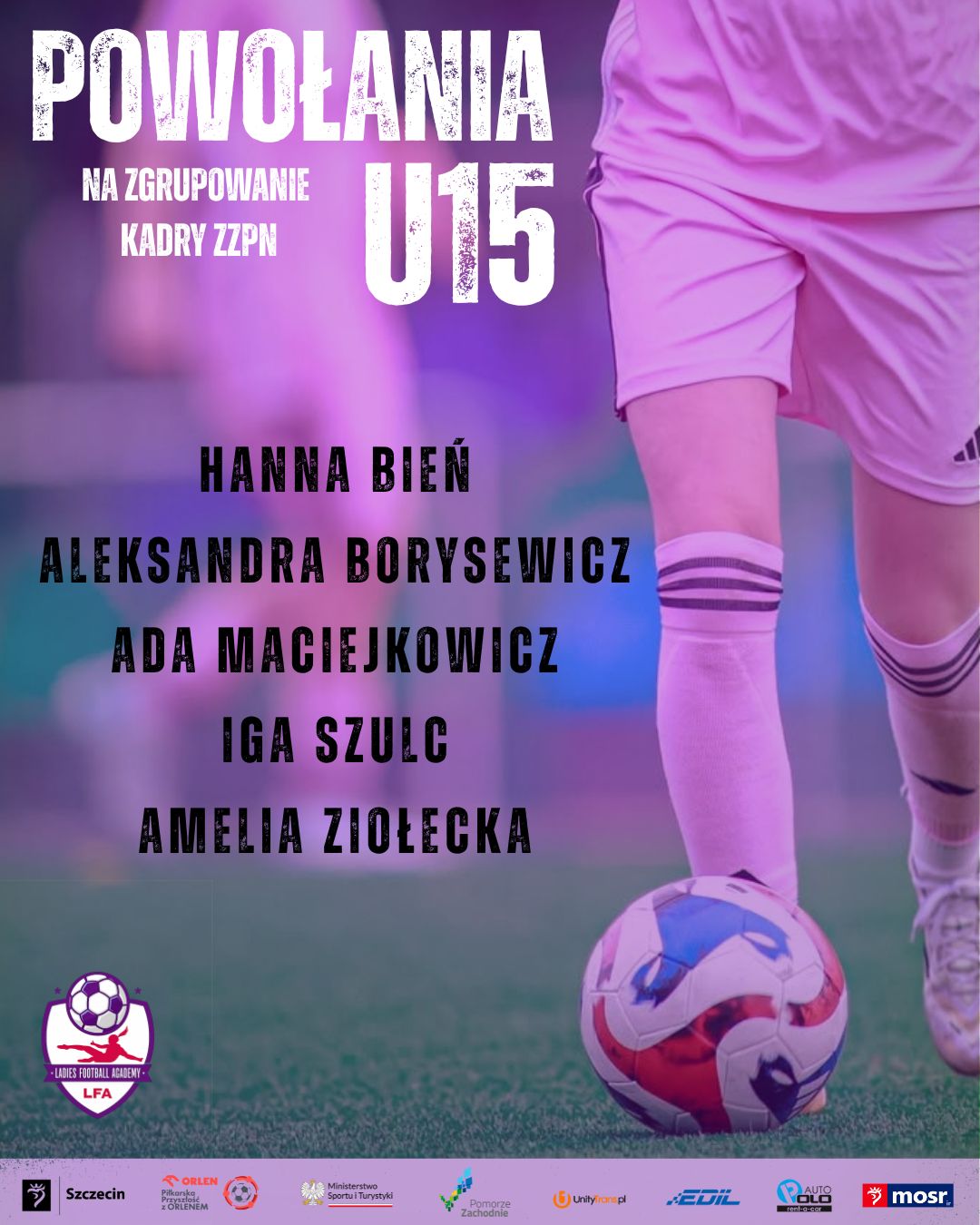 Nasze piłkarki z powołaniami na kadrę ZZPN U-15! 🇵🇱💜